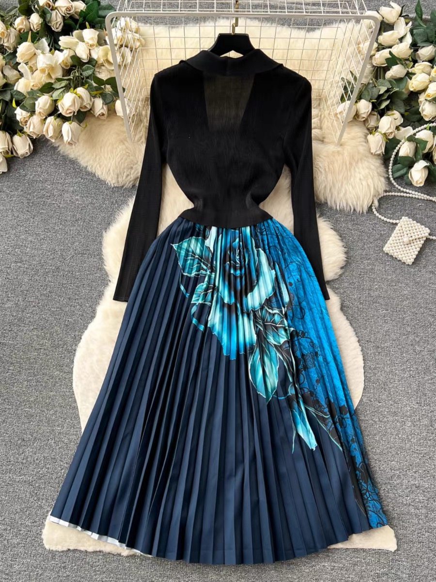 Blue flame designer dress KD147 images